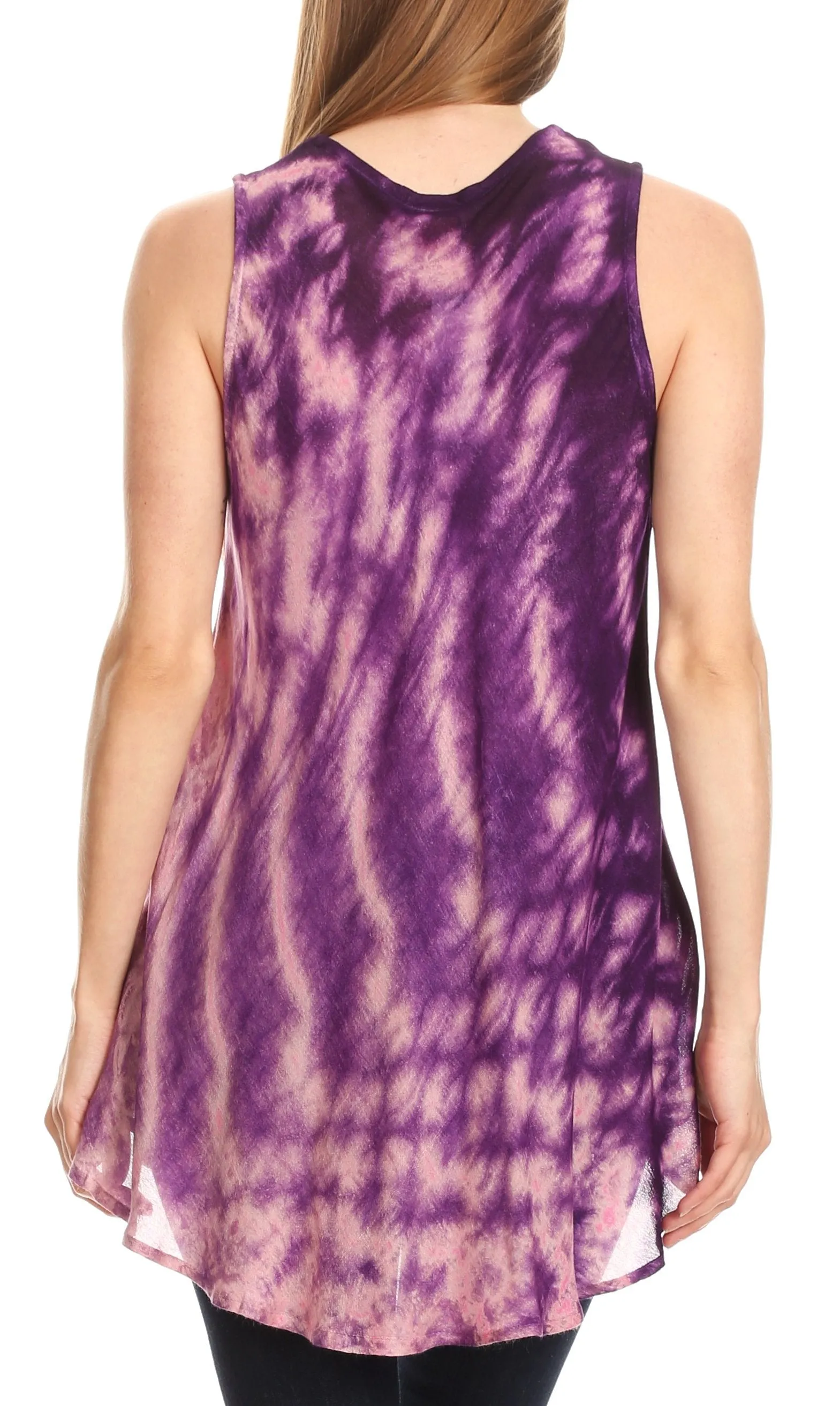 Sakkas Saba Womens Summer Casual Everyday Tie-dye Tunic Tank Top Light and Soft