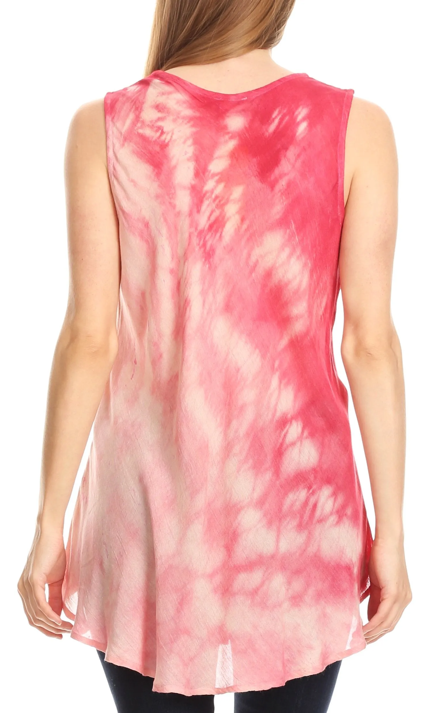 Sakkas Saba Womens Summer Casual Everyday Tie-dye Tunic Tank Top Light and Soft