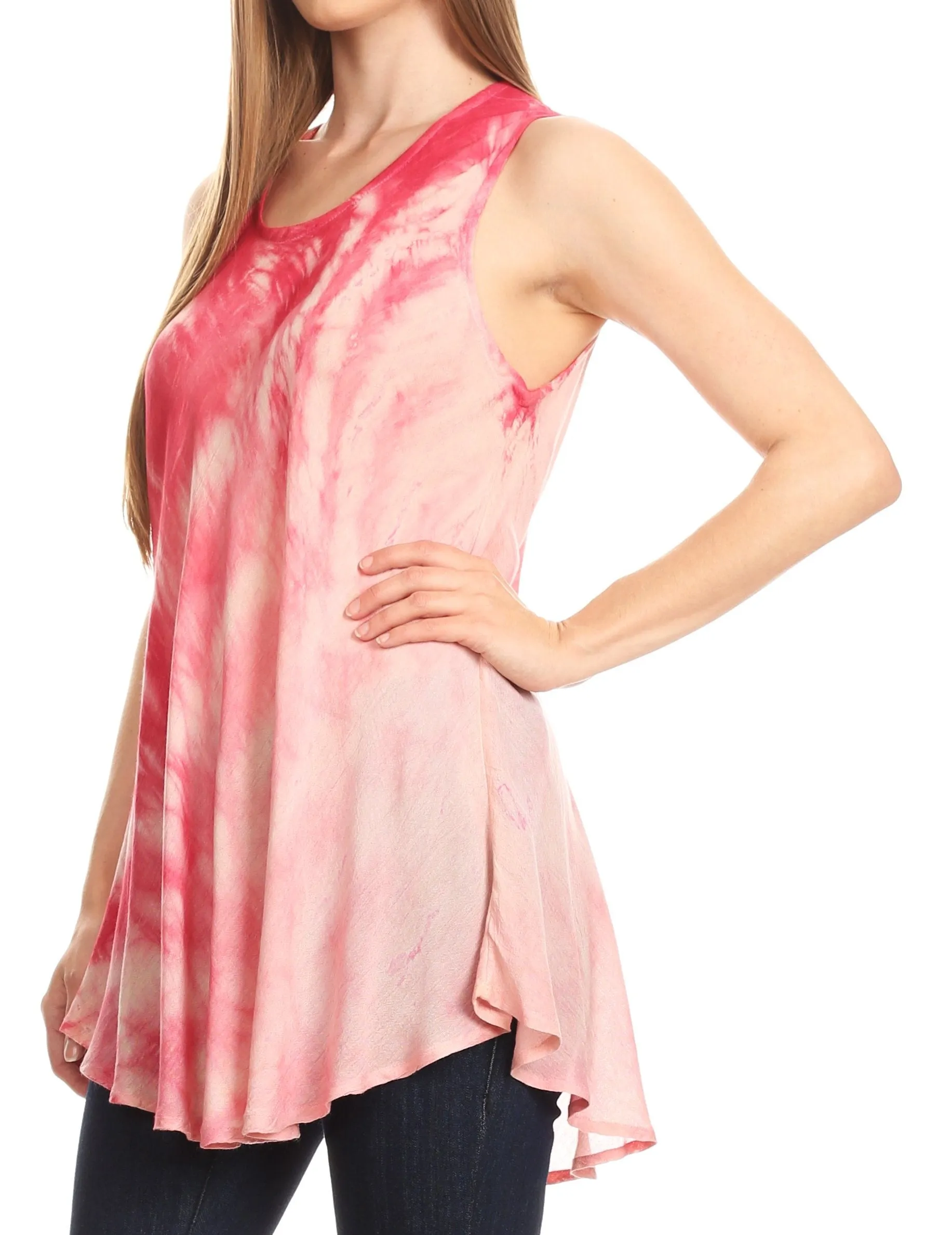 Sakkas Saba Womens Summer Casual Everyday Tie-dye Tunic Tank Top Light and Soft