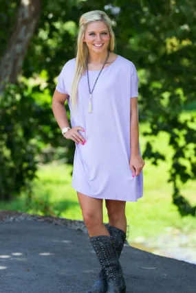 SALE-Short Sleeve Piko Tunic - Lilac