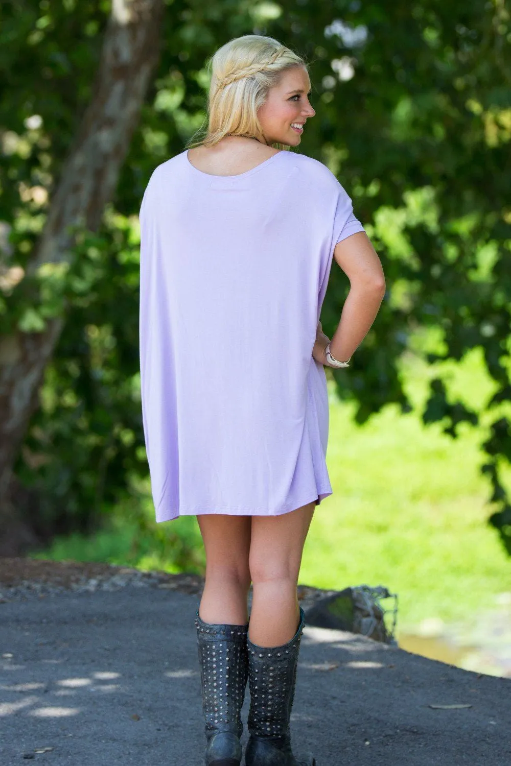 SALE-Short Sleeve Piko Tunic - Lilac