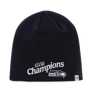 Seattle Seahawks 47 Brand Super Bowl XLVIII Champions Navy Winter Cap Hat Beanie