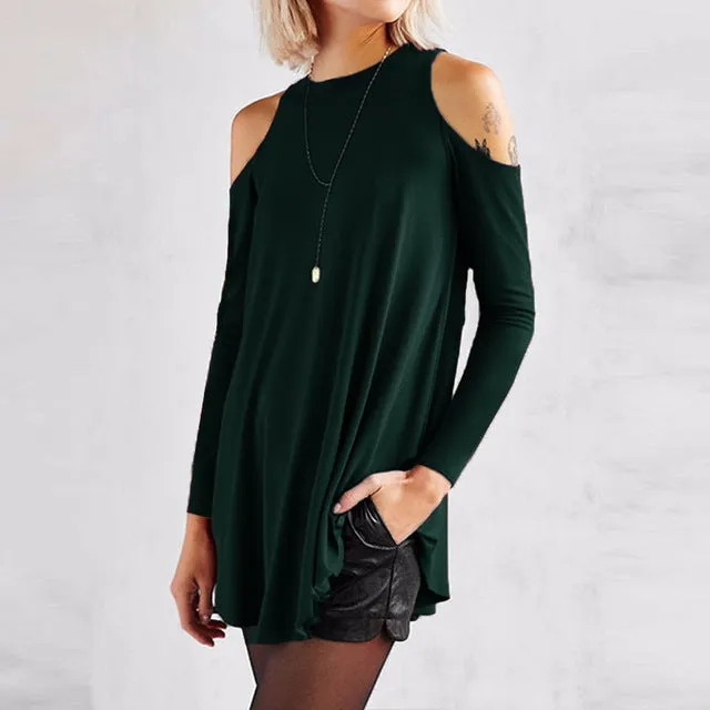 Sexy Tunic Off Shoulder Long Sleeve Shirt