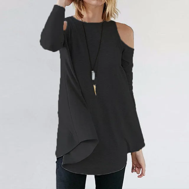 Sexy Tunic Off Shoulder Long Sleeve Shirt