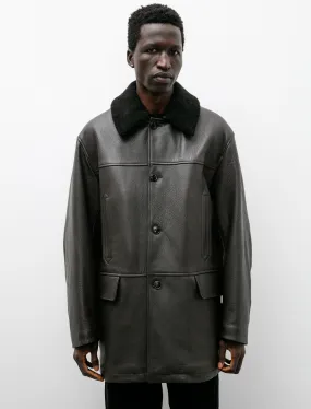 Sheep Grain Leather Coat Brown