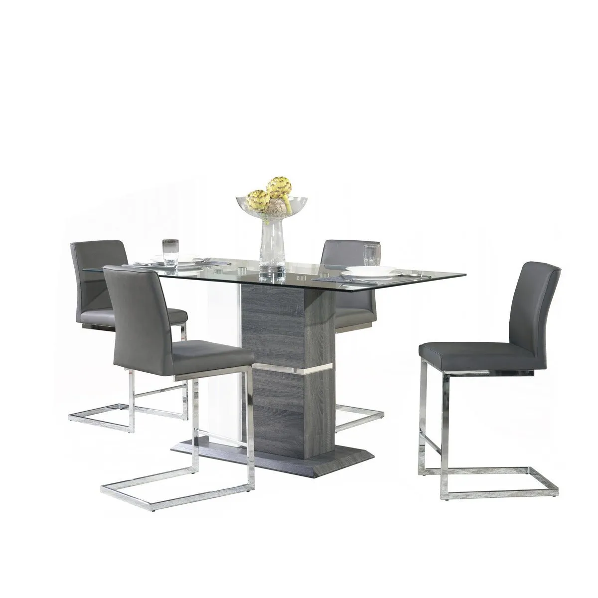 Shirelle Collection Counter Height Glass Top Dining Table