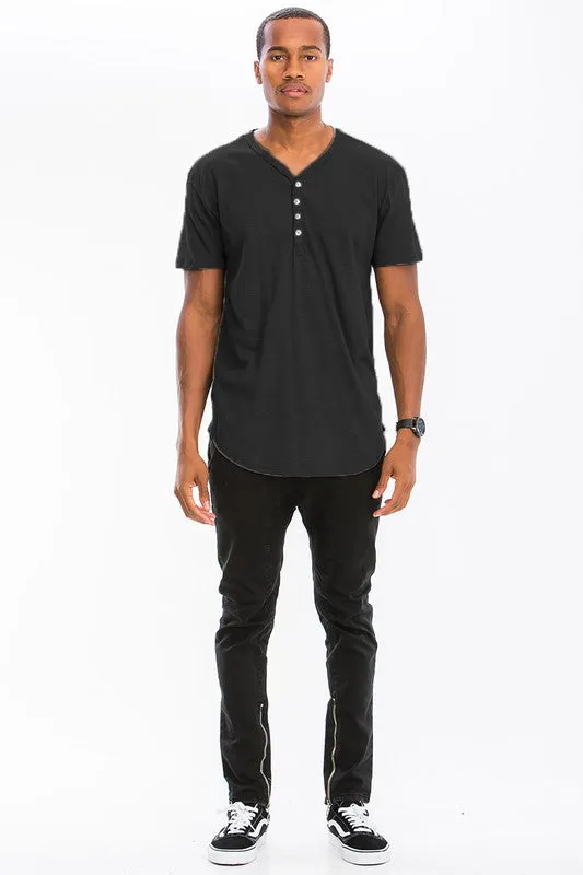 SHORT SLEEVE 4 BUTTON HENLEY SHIRT