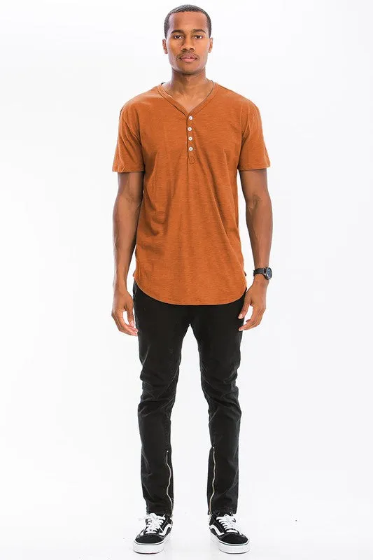 SHORT SLEEVE 4 BUTTON HENLEY SHIRT