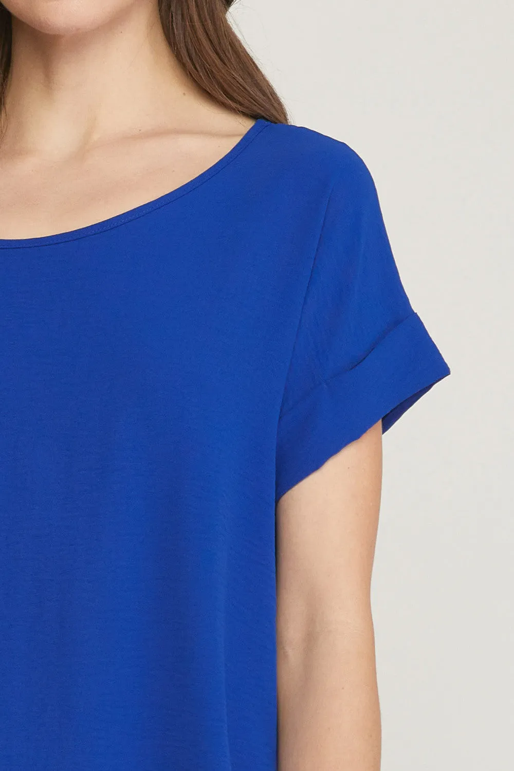 Short Sleeve Scoop Neck Top, Royal