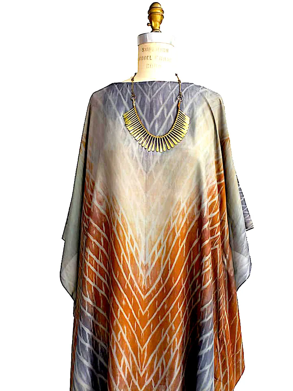 Silk Caftan Dress Hand Painted