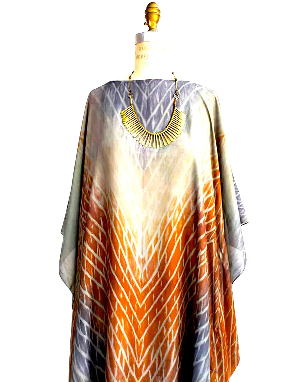 Silk Caftan Dress Hand Painted