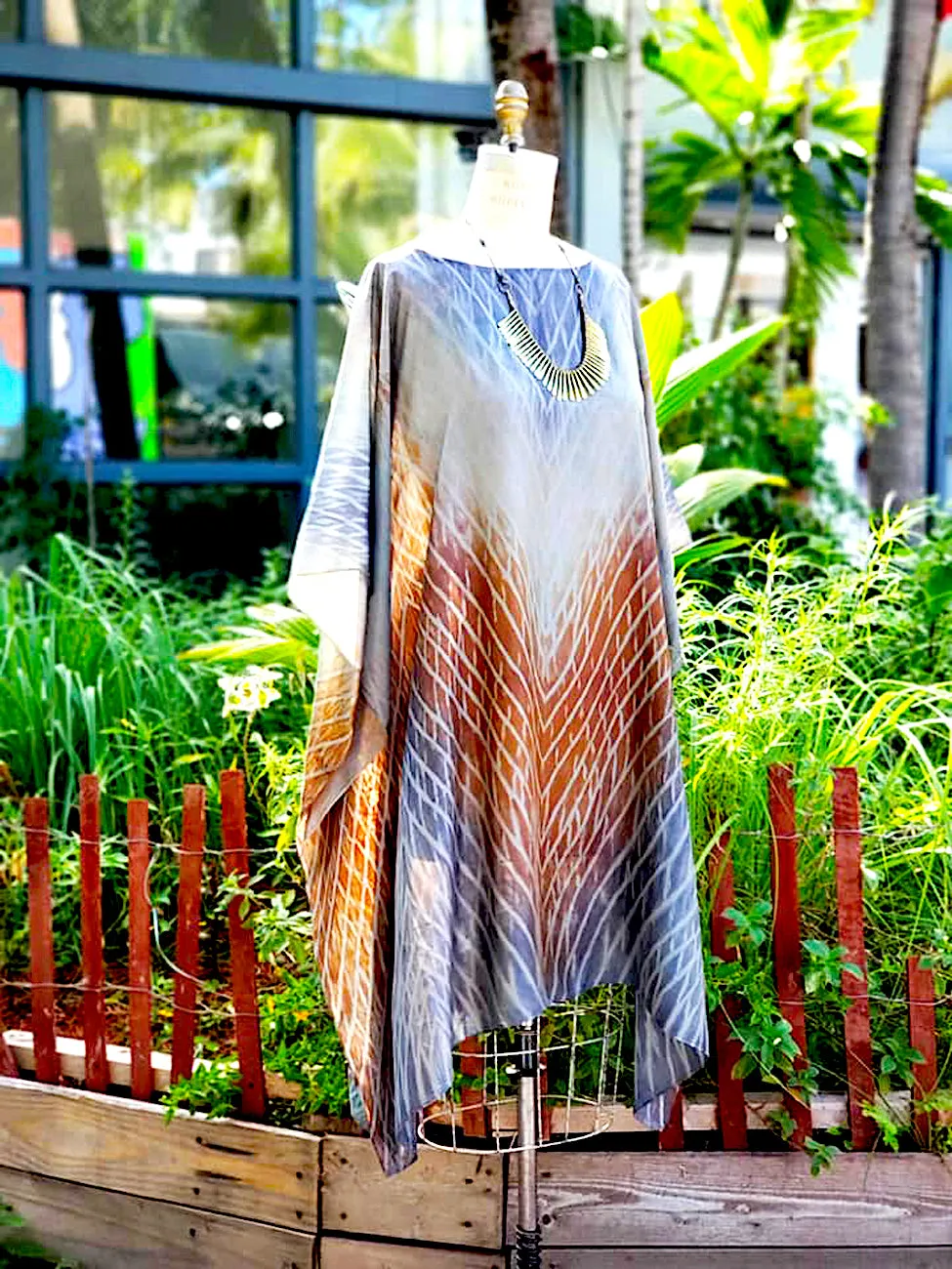 Silk Caftan Dress Hand Painted