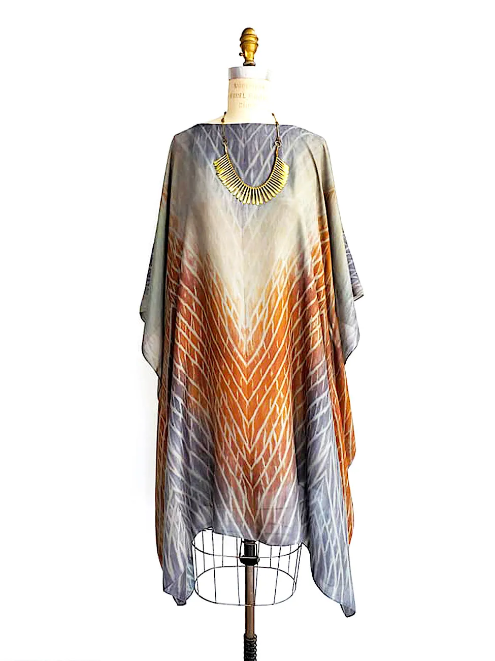 Silk Caftan Dress Hand Painted