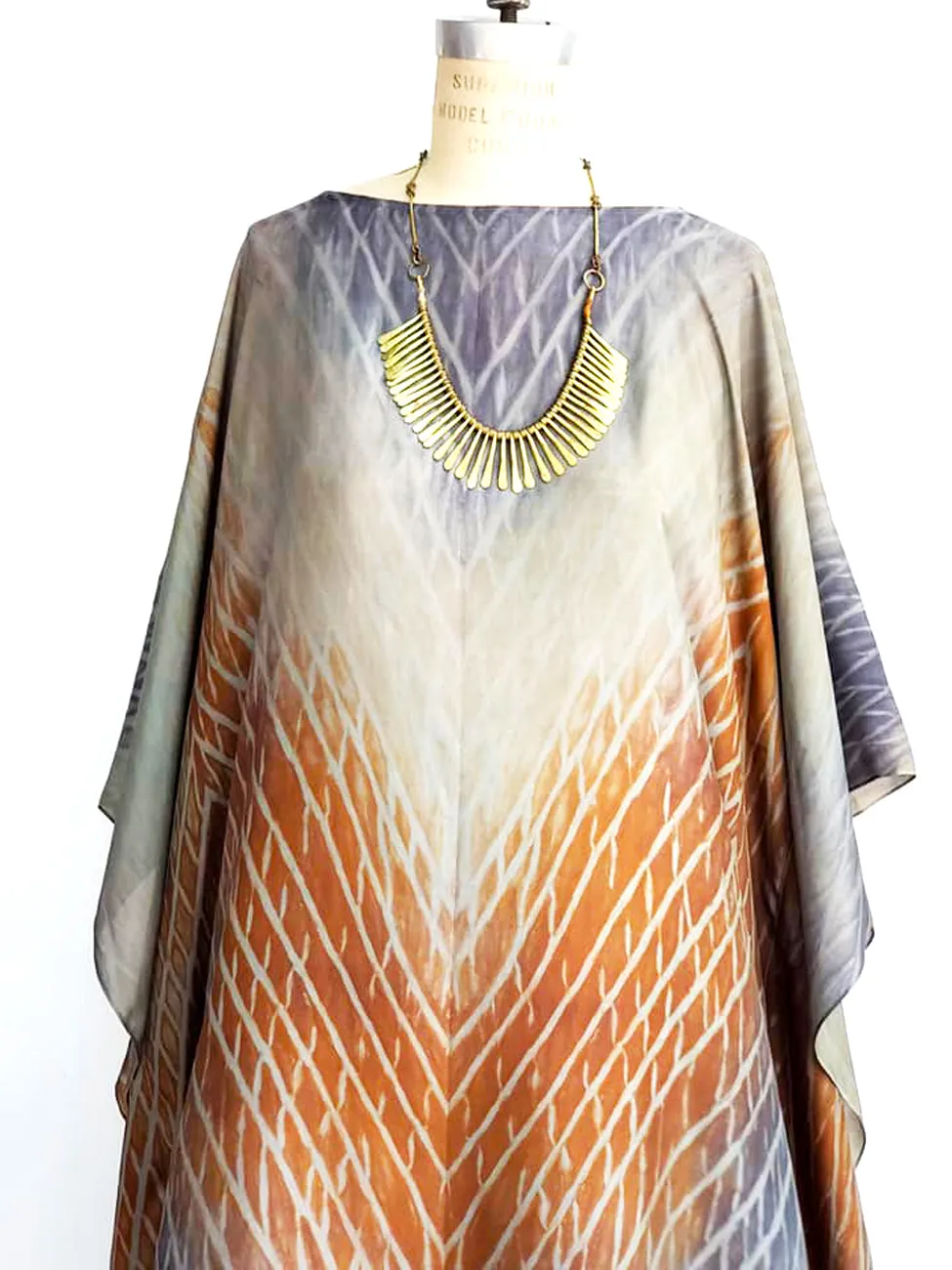 Silk Caftan Dress Hand Painted