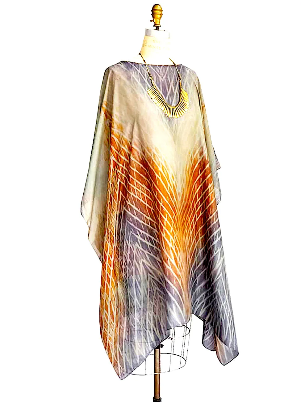 Silk Caftan Dress Hand Painted