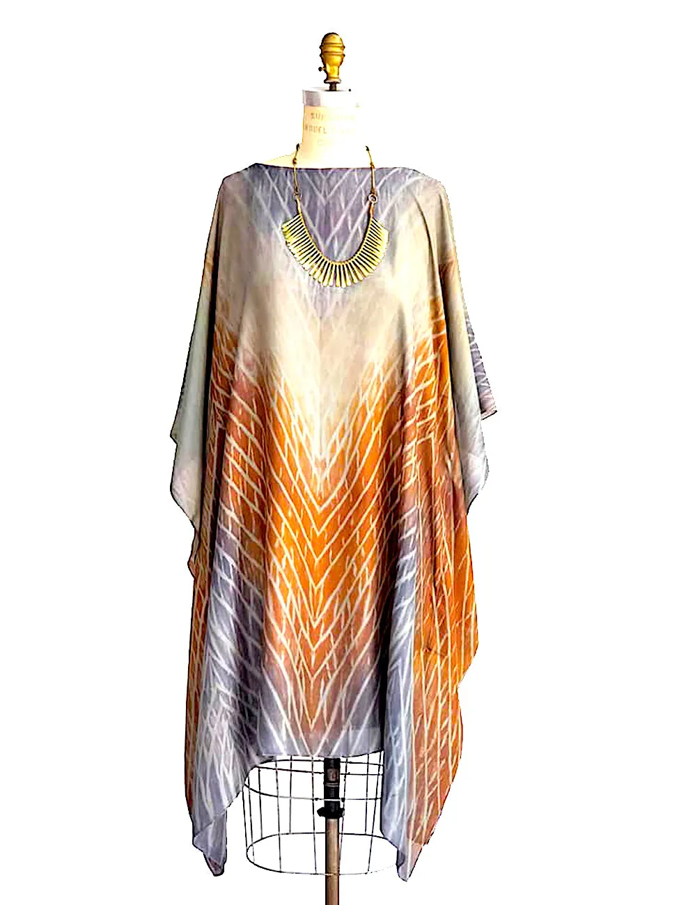 Silk Caftan Dress Hand Painted