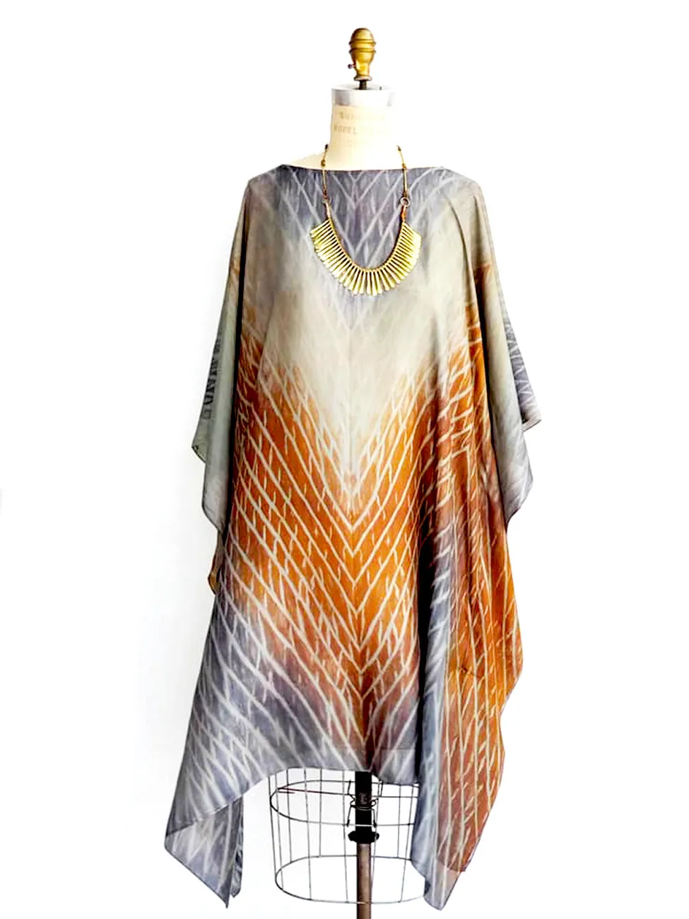 Silk Caftan Dress Hand Painted