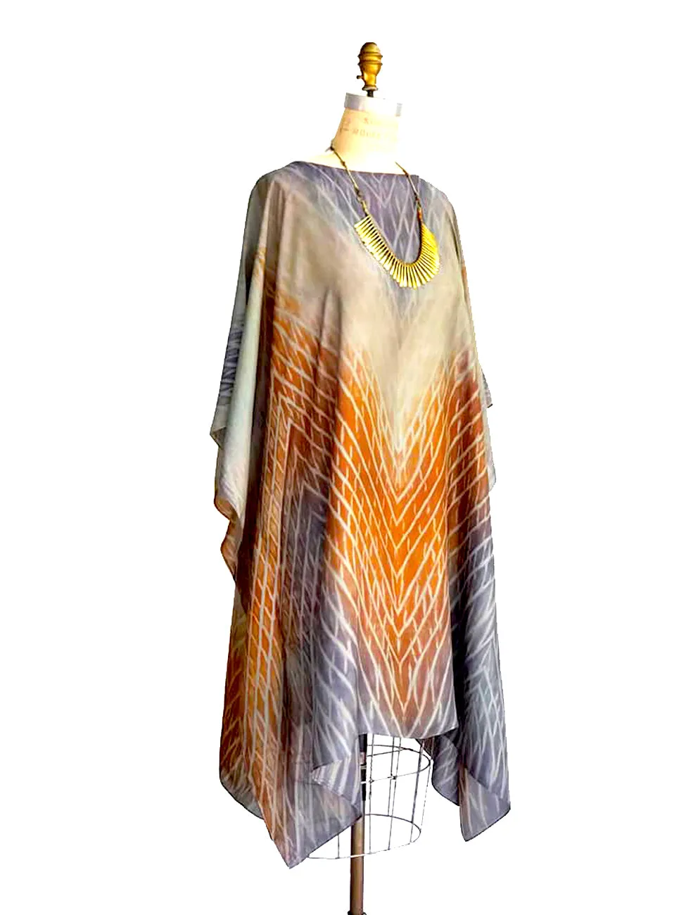 Silk Caftan Dress Hand Painted