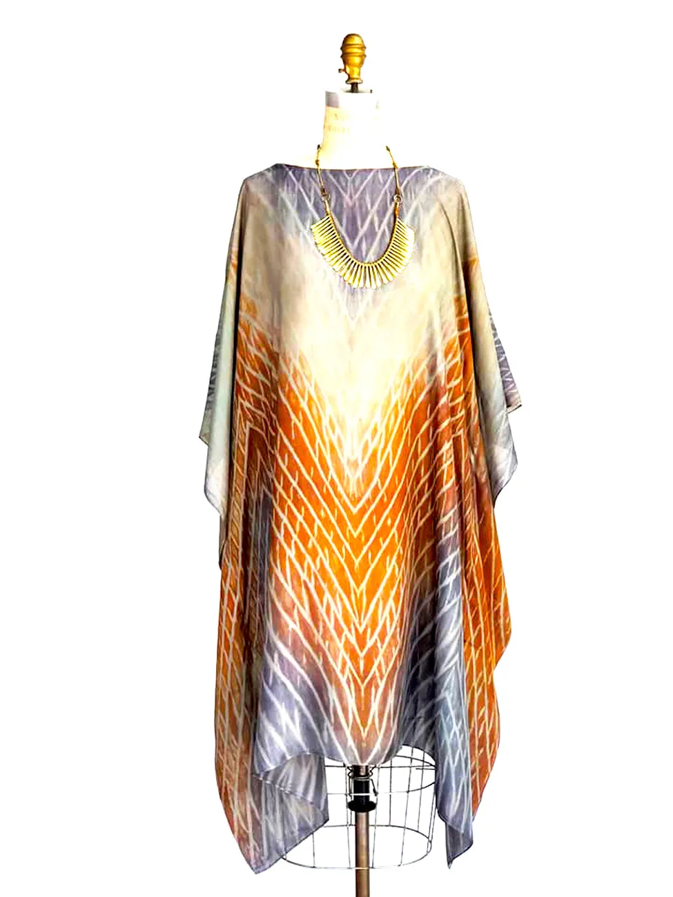 Silk Caftan Dress Hand Painted