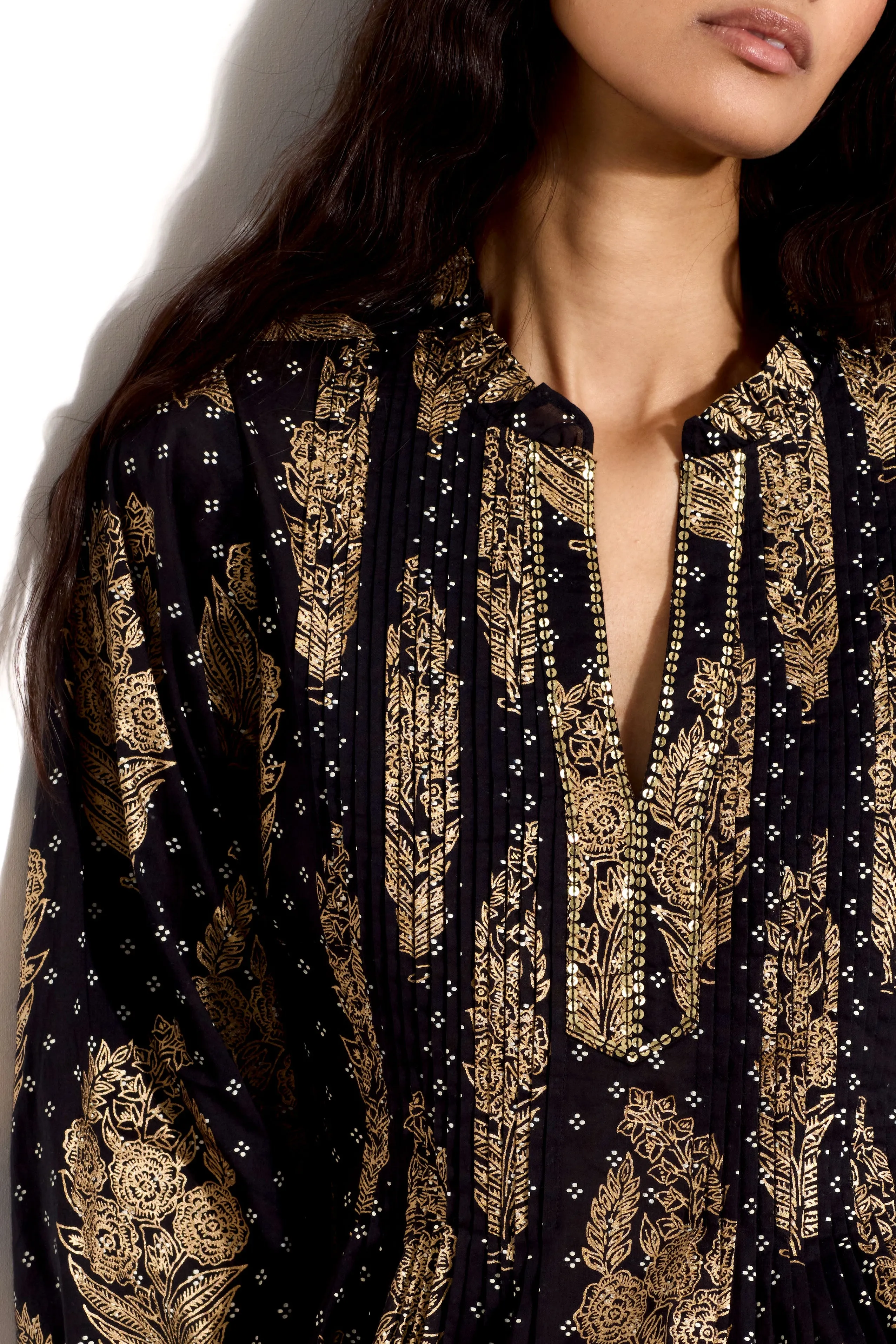 Silvia Gold Foil Tunic Blouse