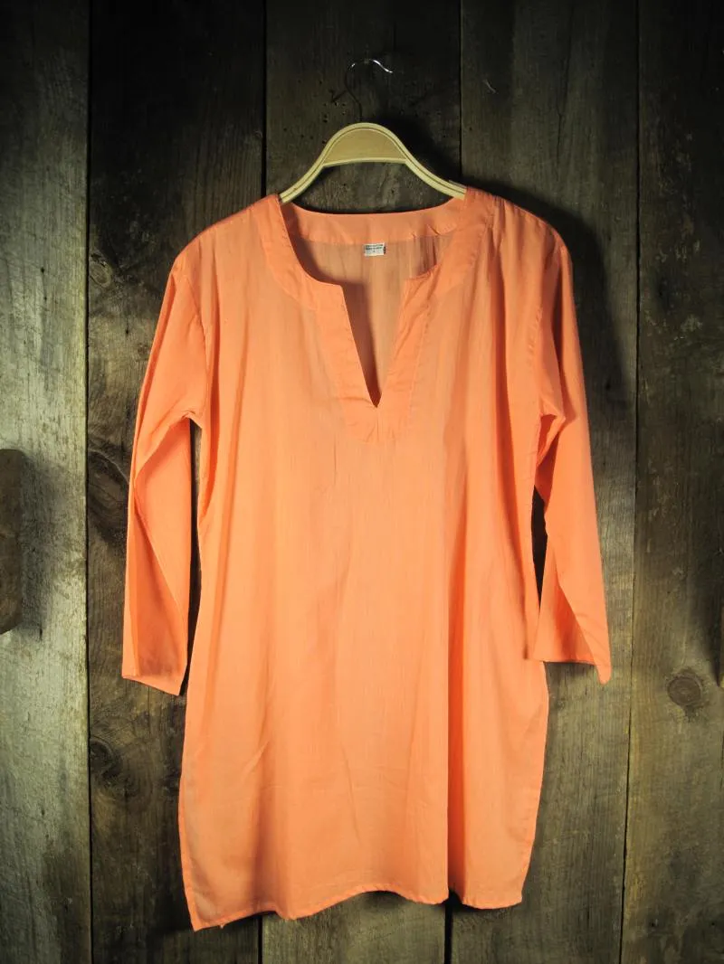 Solid Colors Cotton Tunic Tops