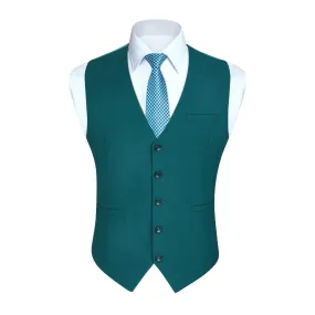 Solid Slim Suit Vest - TEAL