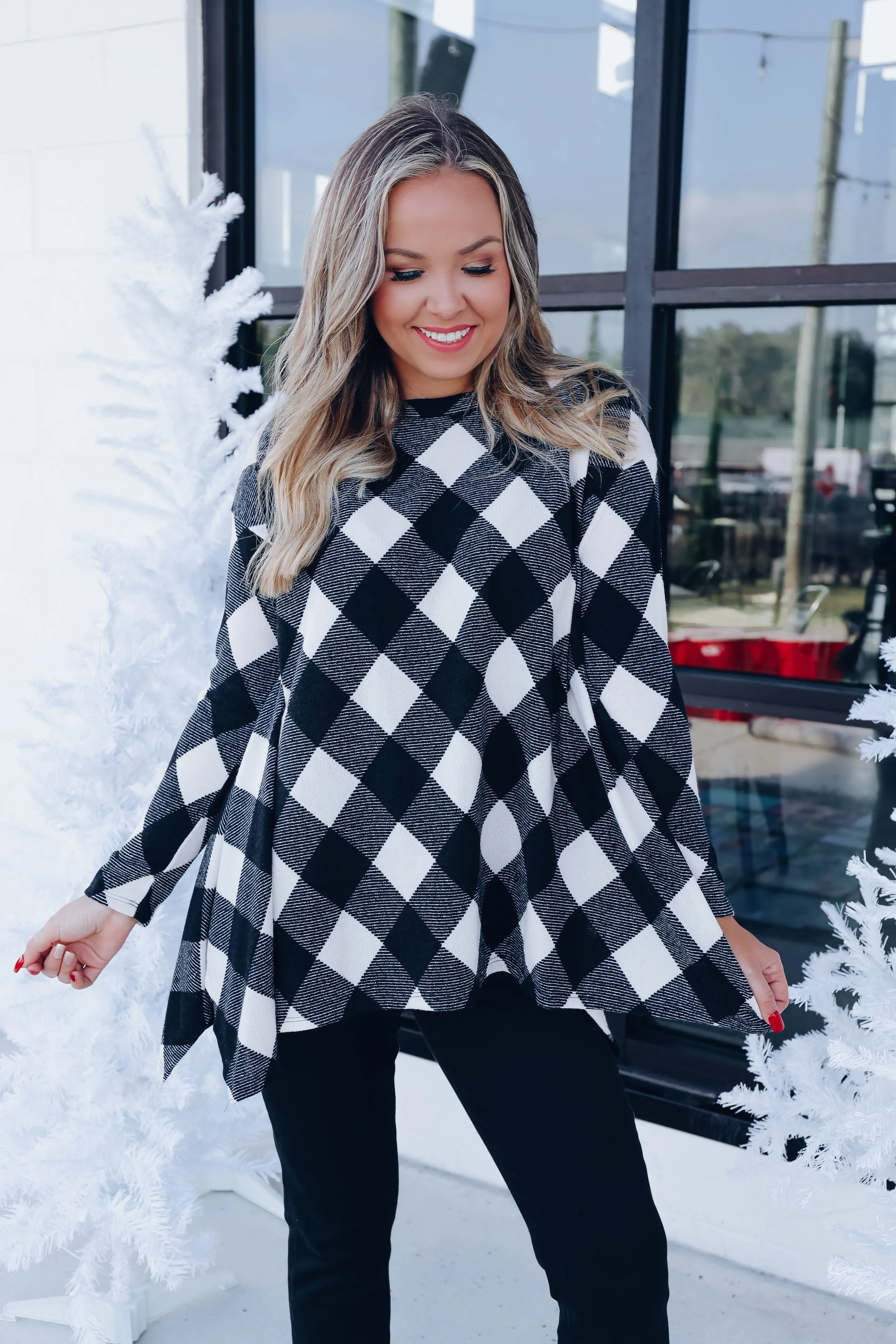 Stella Buffalo Plaid Swing Tunic - Ivory