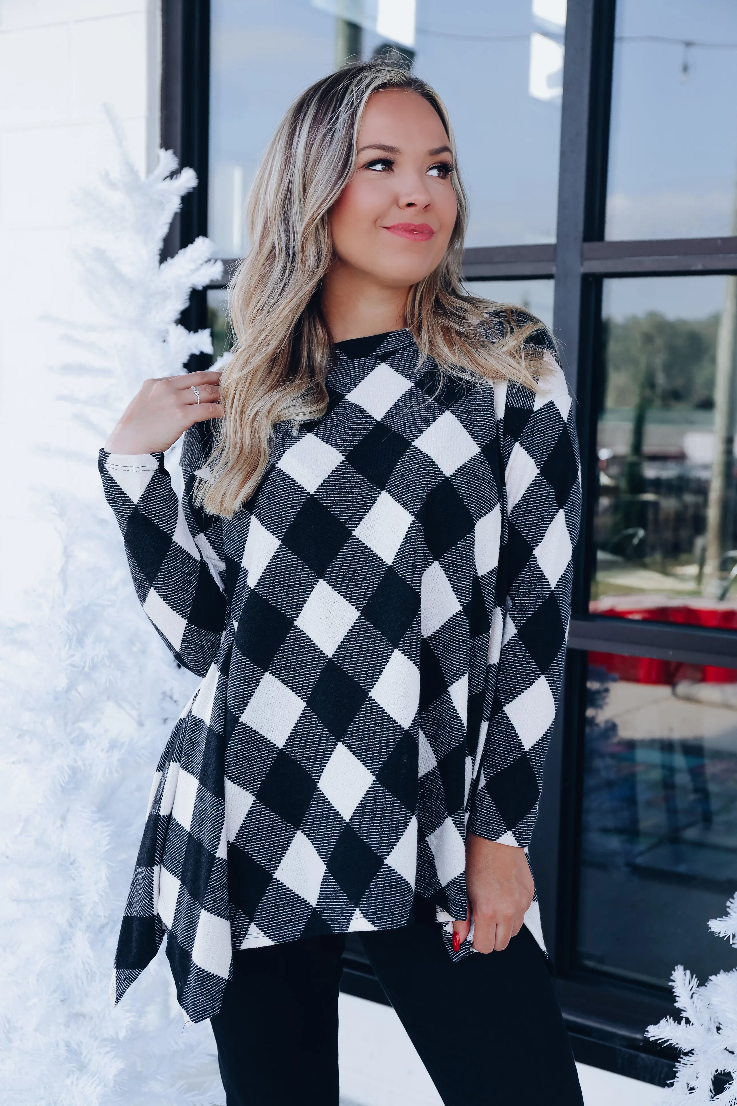 Stella Buffalo Plaid Swing Tunic - Ivory