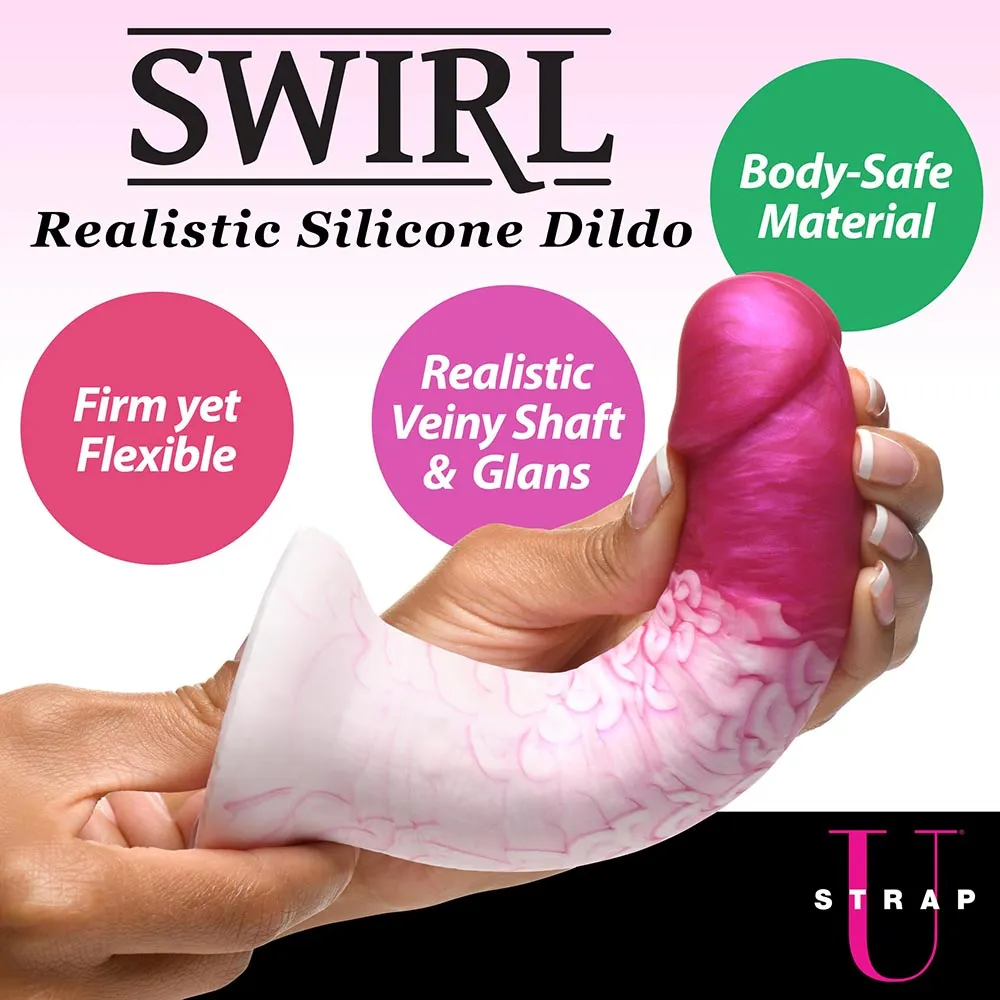 Strap U Real Swirl Realistic Silicone Dildo Pink