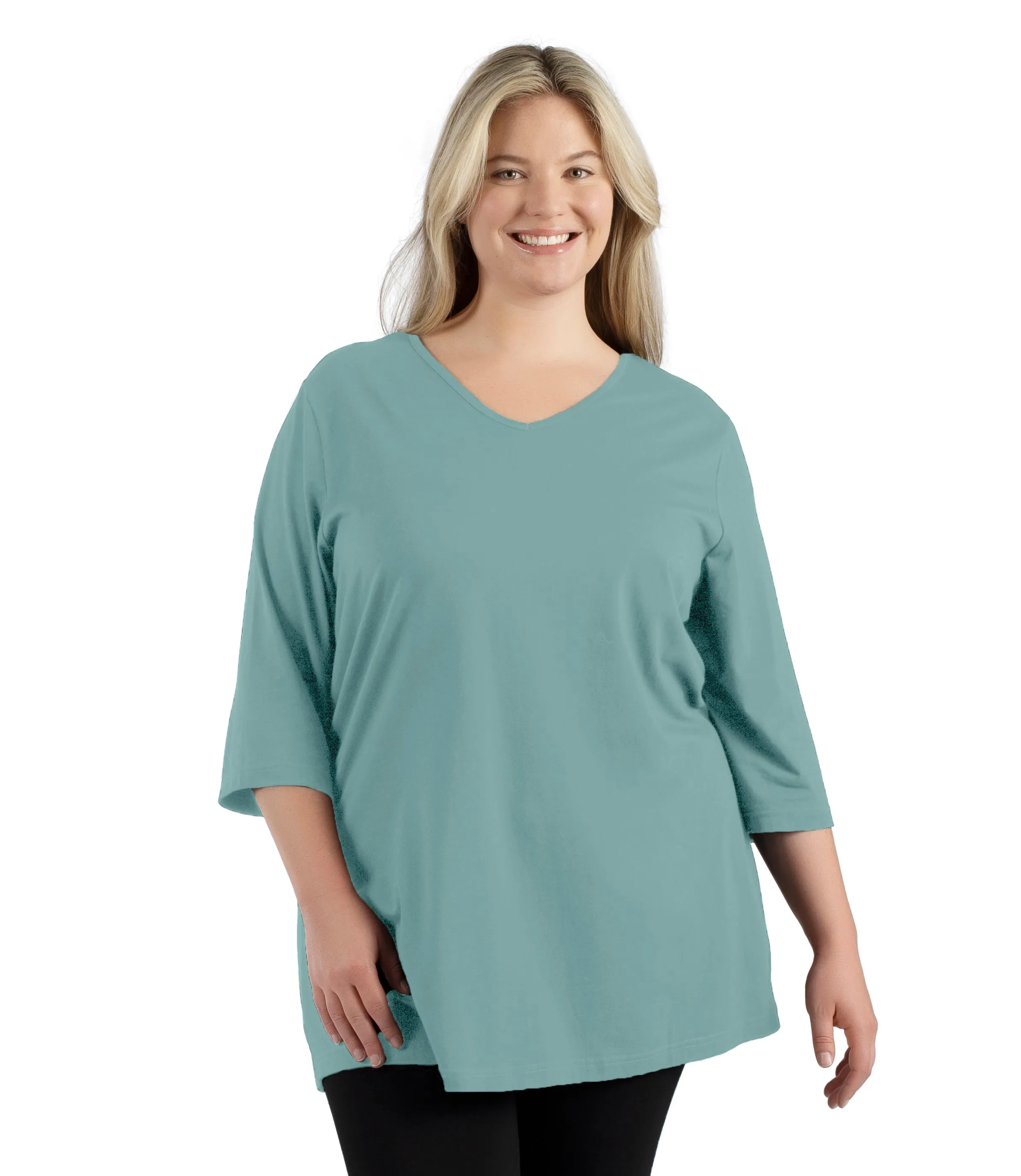 Stretch Naturals Lite 3/4 Sleeve V-Neck Tunic Classic Colors