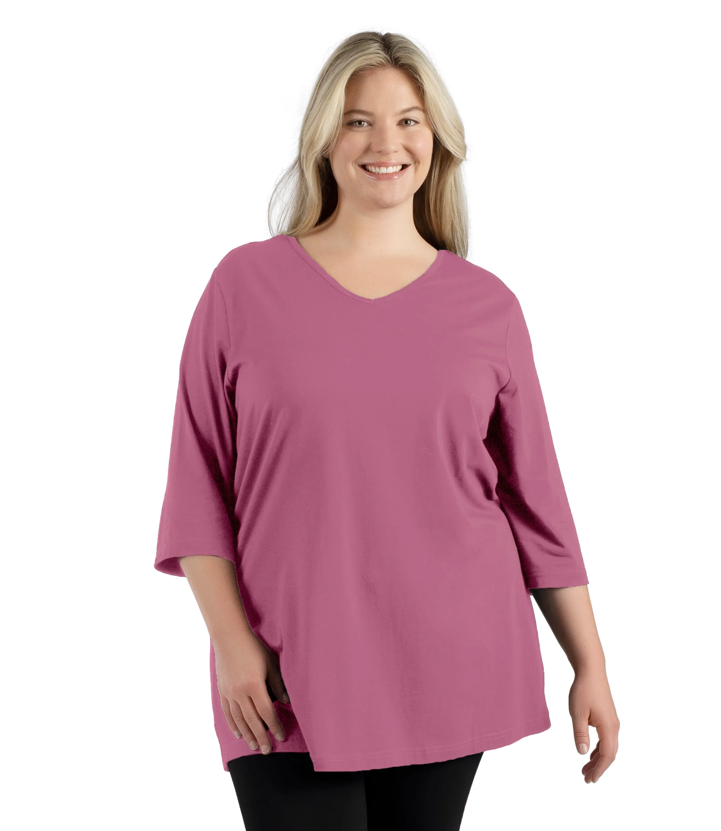 Stretch Naturals Lite 3/4 Sleeve V-Neck Tunic Classic Colors