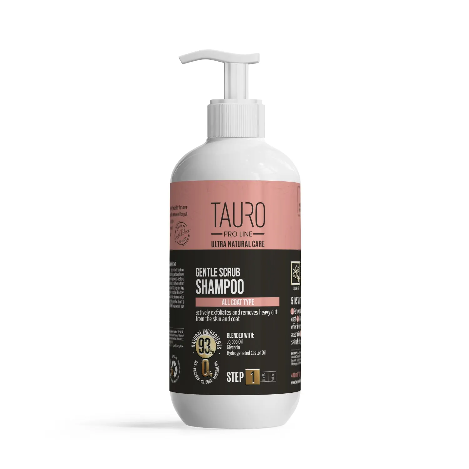 Tauro Pro Line Ultra Natural Care gentle scrub shampoo for dogs and cats skin and coat