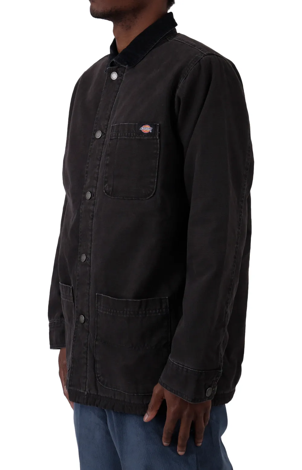 (TCR04SBK) Stonewashed Duck Lined Chore Coat - Stonewashed Black