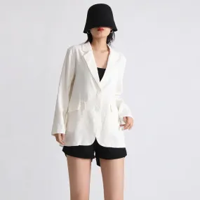 Temperament Blazers For Women Notched Collar Long Sleeve Colorblock Blazer Female Fashion Style Clothing