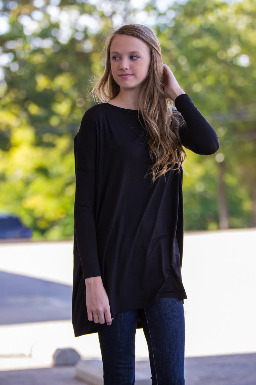 The Perfect Piko Tunic Top-Black