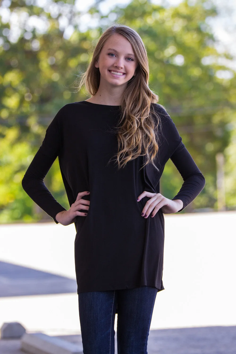 The Perfect Piko Tunic Top-Black