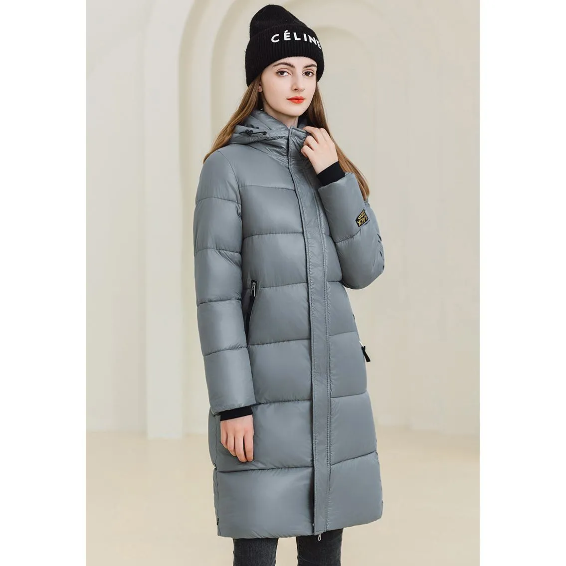 Thickened Hooded Thigh-Length Waterproof Puffer Coat