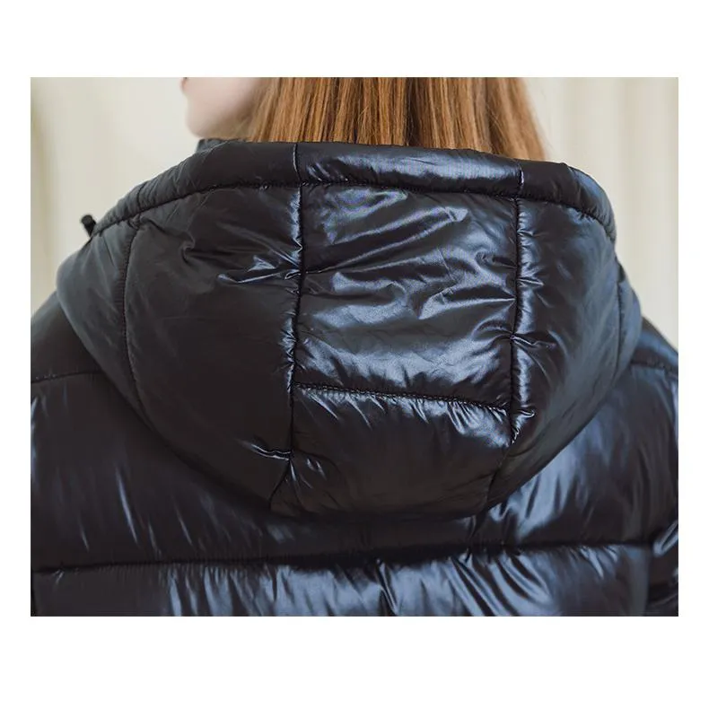 Thickened Hooded Thigh-Length Waterproof Puffer Coat