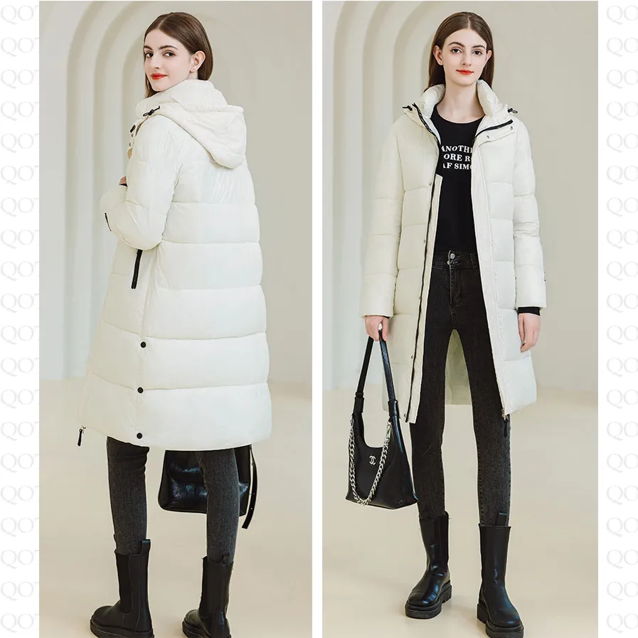 Thickened Hooded Thigh-Length Waterproof Puffer Coat