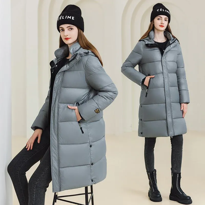 Thickened Hooded Thigh-Length Waterproof Puffer Coat