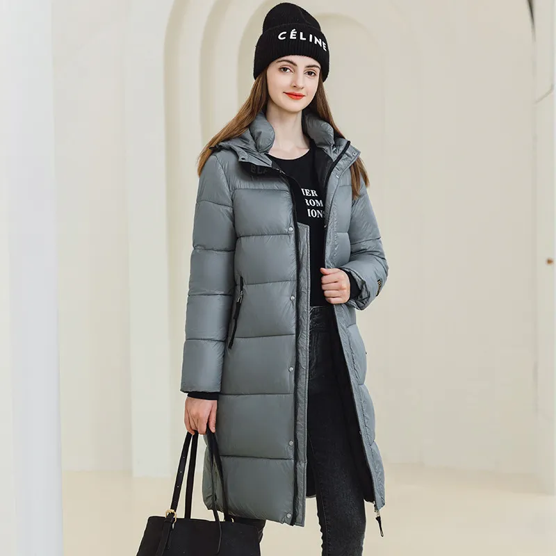 Thickened Hooded Thigh-Length Waterproof Puffer Coat