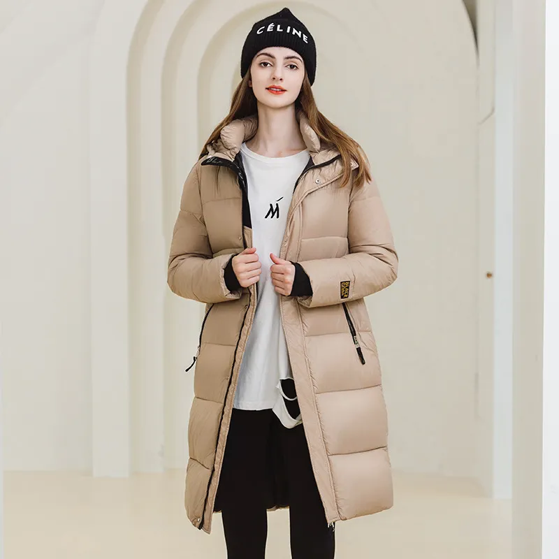 Thickened Hooded Thigh-Length Waterproof Puffer Coat