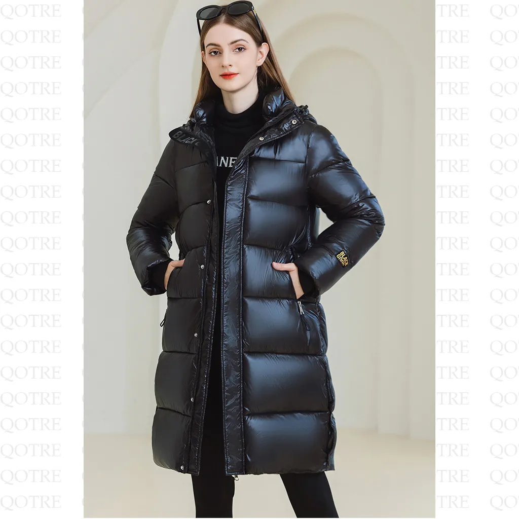 Thickened Hooded Thigh-Length Waterproof Puffer Coat