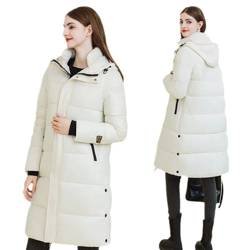 Thickened Hooded Thigh-Length Waterproof Puffer Coat