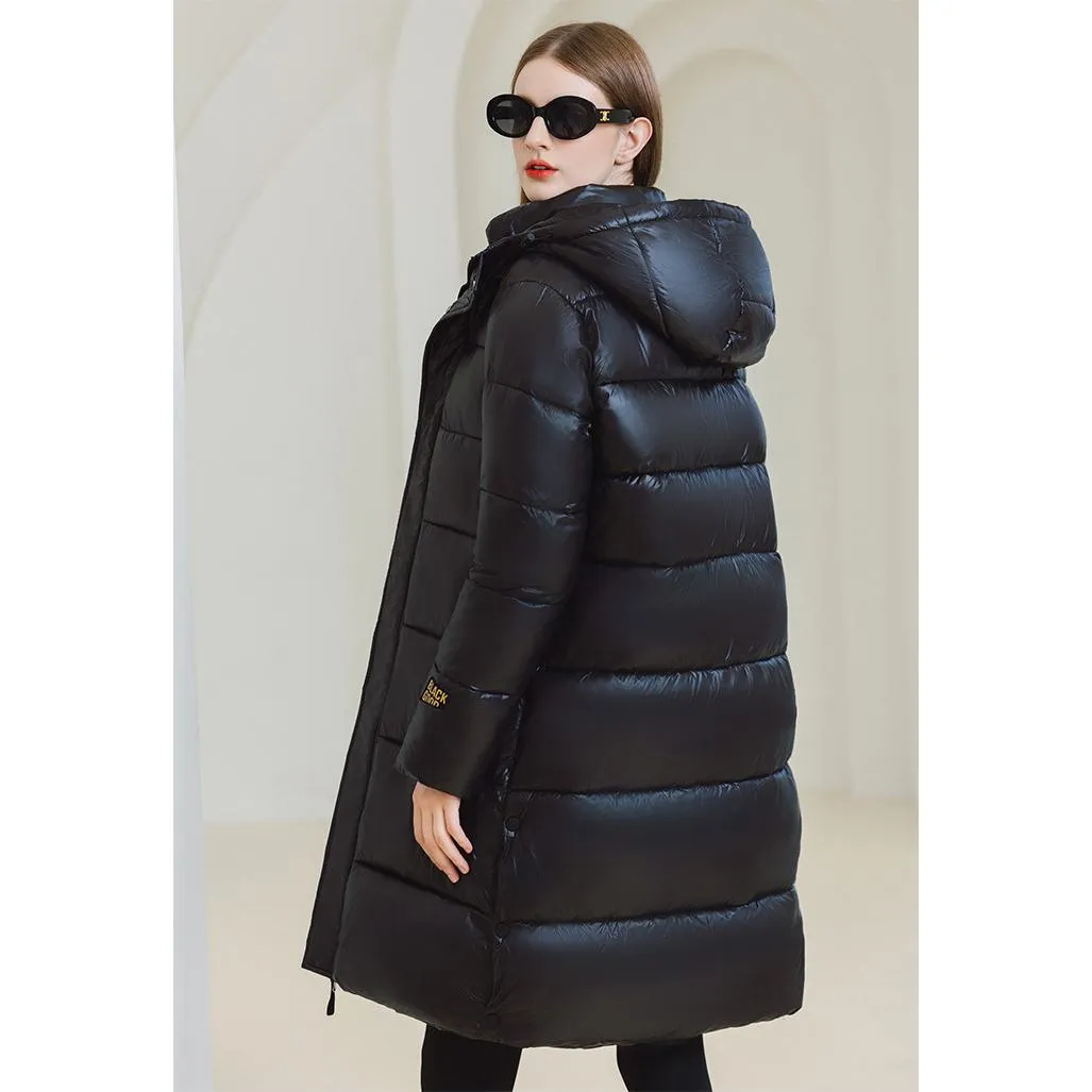 Thickened Hooded Thigh-Length Waterproof Puffer Coat