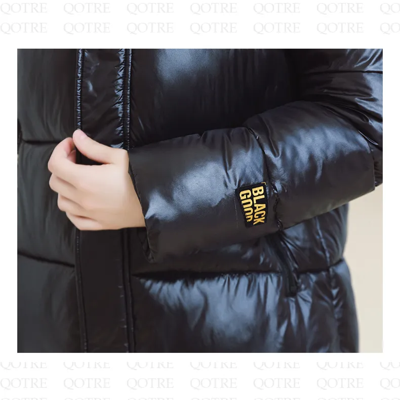 Thickened Hooded Thigh-Length Waterproof Puffer Coat