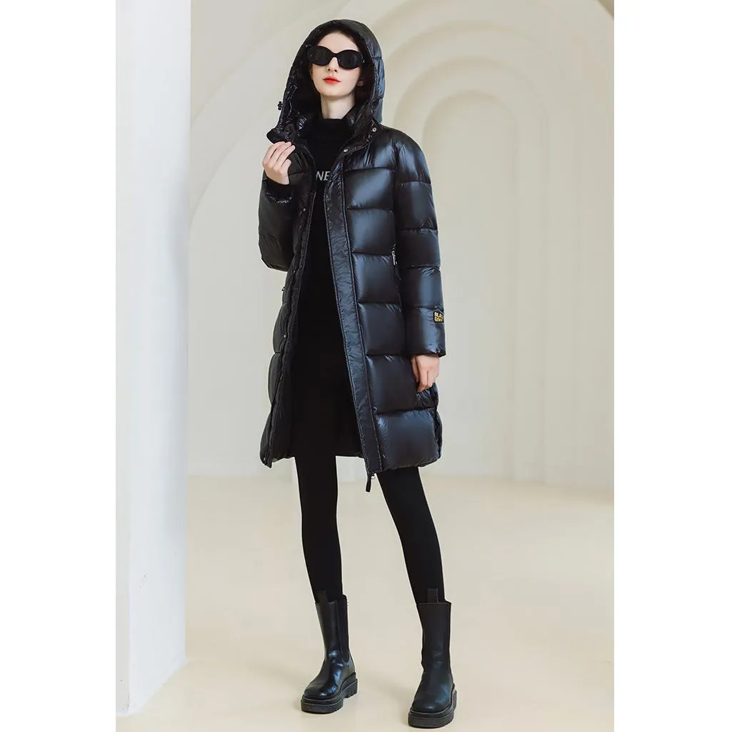 Thickened Hooded Thigh-Length Waterproof Puffer Coat