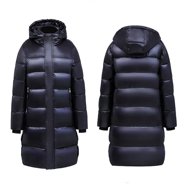 Thickened Hooded Thigh-Length Waterproof Puffer Coat