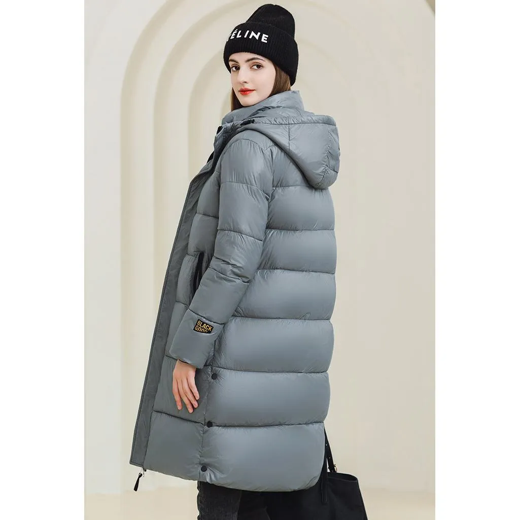 Thickened Hooded Thigh-Length Waterproof Puffer Coat