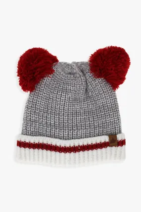 Toddler Cuff Hat With Double Pom